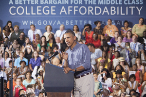 President Barack Obama, shown here speaking at Henninger High School in 2013, gave his final State of the Union address where he briefly mentioned tackling college affordability. 