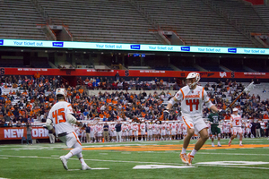 Matt Lane (No. 44) scored a goal and added an assist in the Orange's thrashing of Binghamton. 