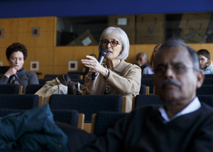 Michele Wheatly, SU's provost and vice chancellor for academic affairs, attended the Thursday forum in Watson Theater. 