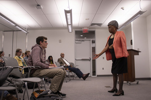 Harriet Elam-Thomas, a former U.S. ambassador, spoke at SU on Wednesday. 
