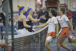 Miranda Ramirez and Gabriella Knutson won their doubles match, 6-3.