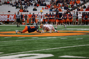 Jakob Phaup took most of Syracuse's faceoffs, going 12-for-23 from the X.