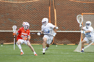 Stephen Rehfuss, pictured earlier this season against North Carolina, was part of a top-line that produced 17 points on Saturday. 