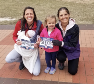 Four weeks after giving birth, Stefanie Slekis ran in the U.S. Olympic Marathon Trials. 