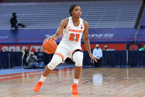 Kiara Lewis handles the ball for the Orange. Lewis had 14 points in the Orange's win over South Dakota State. 