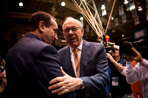 Jim Boeheim and Mike Krzyzewski will coach against each other for the last time in the regular season on Saturday.