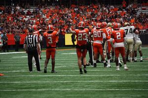 Mikel Jones (No. 3) recorded a team-best 11 tackles against Purdue. It was the ninth time in his career that Jones has finished with 10 or more tackles.