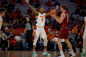 Tucker Richardson (pictured No. 15) led the Raiders with a career-high 27 points against the Orange.