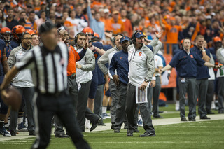 SU head coach Scott Shafer watches while his team takes on No. 1 Florida State. 