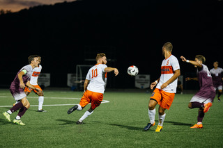 Syracuse took nine first-half shots on Colgate, scoring two goals.