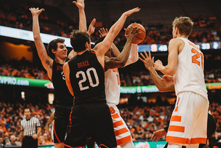 At one point, Brissett was guarded by four players at once. 