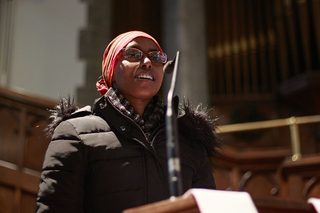 Khadijo Abdulkadir, an international relations major at SU and the founder of New American Women’s Empowerment, spoke about her experience as a Somali Muslim woman in the current political climate.